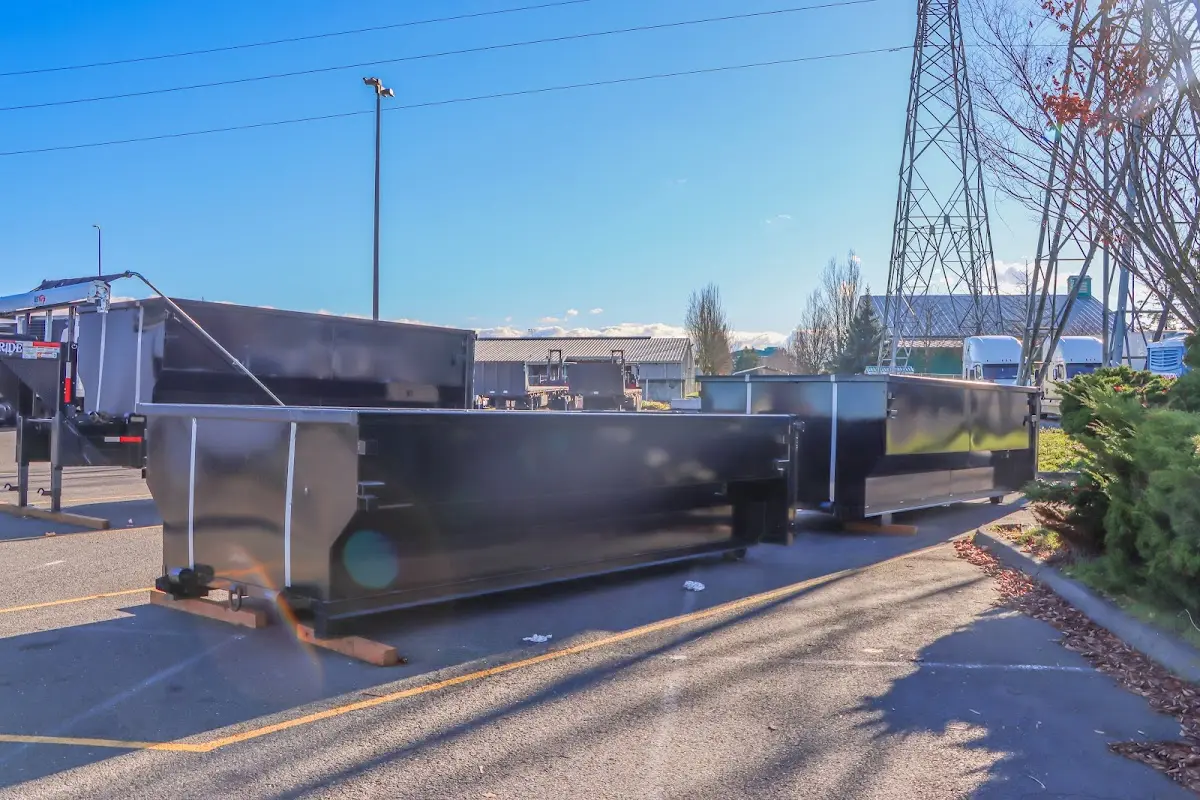 Roll-off dumpster ready for waste disposal at job site for Residential Dumpster Rental in Morrisville
